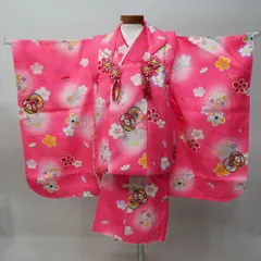 七五三 三歳 女児 正絹 被布着物フルセット ピンク 伊達襟付き 女の子 3才 3歳 三才 祝着 お仕立て無料 NO42424 ストア