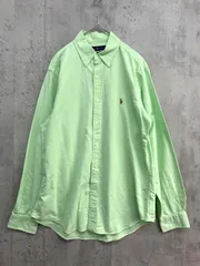 POLO RALPH LAUREN ポロ ラルフローレン ワンポイント 刺繍 ボタンダウン シャツ sizeM 175/96A/黄緑 ■■ メンズ