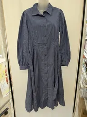 GU　シャツワンピース　ブルー　ストライプ　L
