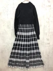 BLUE EAST ブルーイースト 8-6316 チェックジャガードニット ワンピース 黒系 ◆■ レディース