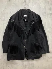 david david デヴィッドデヴィッド ヴィンテージ USA フリンジ スタッズ デニム ジャケット 黒 ■■◎メンズ