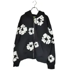 DENIM TEARS デニムティアーズ COTTON WREATH ZIP HOODIE  フラワー ジップアップ パーカー L ブラック メンズ