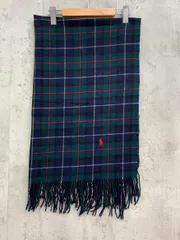 Ralph Lauren ラルフローレン ワンポイント刺繍 ひざ掛け ブランケット size75cm×140cm/緑チェック ◆■ レディース