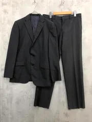 MONSIEUR NICOLE ムッシュニコル ビジネス ストライプ 2釦 セットアップ ジャケット パンツ スーツ size50/チャコール ■■◎メンズ