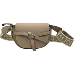 ロエベ LOEWE ゲートデュアル ミニ グレージュ レザー レディース ショルダーバッグ