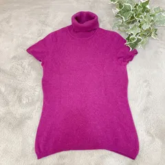 UNIQLO ユニクロ レディース タートルネック半袖ニットセーター 濃いピンク系 カシミヤ100％ サイズL