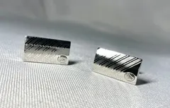 美品 希少 Burberry バーバリー ホースナイトロゴ 騎士デザイン&斜めストライプライン カフス カフリンクス ボタン シルバー