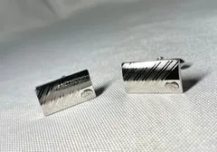 美品 希少 Burberry バーバリー ホースナイトロゴ 騎士デザイン&斜めストライプライン カフス カフリンクス ボタン シルバー