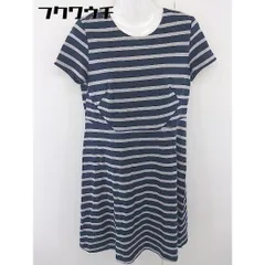 ◇ OLD ENGLAND オールドイングランド ボーダー 半袖 膝下丈 ワンピース サイズ36 ネイビー グレー レディース  【中古】 【1109010005049】