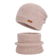 [TaKiHuReO] ニット帽 ネックウォーマー セット レディース 防寒 帽子 秋 冬 厚手 裏起毛 保温 スヌード 可愛い お洒落 アウトドア 冬用 ニットキャップ おしゃれ 登山 スキー ユニセックス 冬帽子 防寒帽子 ビーニー ワッ [ベビーピンク]