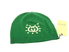 ■新品同様■ GUCCI グッチ ウール100％ ベビーキャップ ニット帽 帽子 グリーン系 BN6452