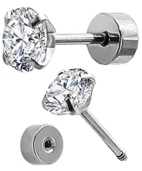 チタンピアス つけっぱなし 金属アレルギー対応 ネジ式 20G ファーストピアス セカンドピアス ジルコニア (ジルコニア直径5ｍｍ) [ジルコニア直径5ｍｍ]