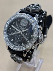 ハーレーダビッドソン スカル ラインストーン 腕時計 新品 保護シール 