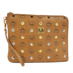 MCM クラッチバッグ ヴィセトス スタッズ レザー ブラウン