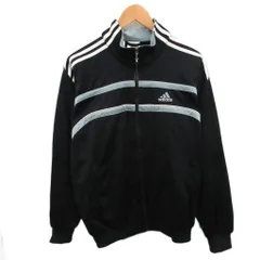 アディダス adidas トラックジャケット ジャージ ロゴ刺繍 M 黒 ブラック ■YHS10