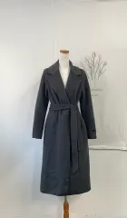3回着用-ページリン ハンドメイド ウール50% ベルト付き ロングコート