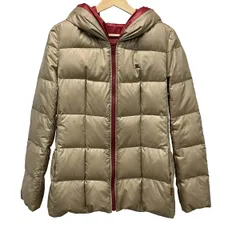 Burberry Blue Label(バーバリーブルーレーベル) ダウンジャケット サイズ38 M レディース美品  - ベージュ×レッド