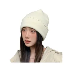 [goodspoon] ニット帽 レディース 冬 帽子 暖かい 防寒 防風 保温 柔らかい ストレッチ性 オシャレ シンプル あったかい ふわふわ ニットキャップ 無地 通勤 通学 男女兼用 フリーサイズ 伸縮性 小顔効果 美シルエット トレンド [ホワイト]