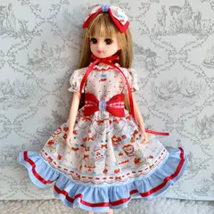 リカちゃん ロリータワンピース リボンヘッドドレスセット チェリーキャット ruruk さくらんぼねこ
