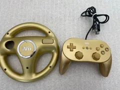 Wii　クラシックコントローラー　ハンドル　ゴールド　２点