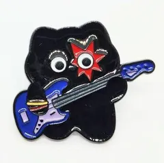 猫　ねこ　ネコ　黒猫　ギター　エレキギター　バンド　ピンブローチ　ピンズ　PINS　バッジ　バッヂ　アメリカン雑貨