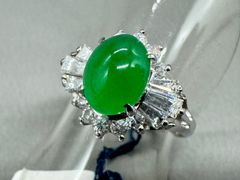 PS100 プラチナシルバー　翡翠風模造石　QZ 指輪　11号　1.8ct