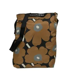 marimekko(マリメッコ) ショルダーバッグ - ブラウン×黒×マルチ 花柄/ウニッコ