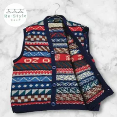 BONZO ボンゾー　ニットベスト　90S　ハンドメイド　ノースリーブ　ビンテージ　フェアアイル柄　オーストラリア　M相当