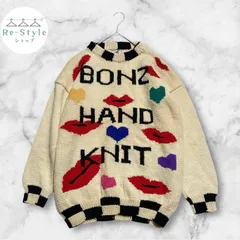 BONZO ボンゾー　モックネックニット　ゆったり　総柄　ハンドメイド　ハート　唇　愛　タグ付き　オーストラリア