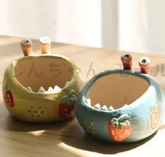 新品鉢植え 植木鉢 プランター プラントポット フラワーポット ガーデニング モンスター型 イエロー グリーン ユニーク 個性的 屋内 装飾 