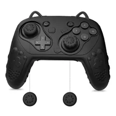 Switch2Pro対応シリコン製グリップカバー【2025新登場】PhyiFlbeyプロコン2カバーSwitch2プロコンカバー防塵指紋防止全面保護親指キャップ付きSwitch2Proコントローラー対応(ブラック)