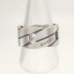 【美品】GUCCI　グッチ　チェーンモチーフワイドリング　SILVER　シルバー925　24号(25表記)