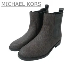 極美品 MICHAEL KORS マイケルコース サイズ7W 約24cm シグネチャー柄 ELLA FLAT BOOTIE チェルシーブーツ ショートブーツ サイドゴアブーツ 茶 ブラウン レディース