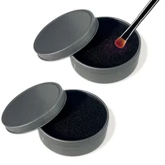 EKIND2個セットドライメイクブラシクリーナースポンジ、両面カラー除去スポンジ、コンパクトで旅行にも便利、水不要で即座にアイシャドウやチークの色を除去