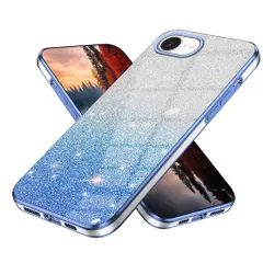 Wousunlyケースと互換性がありますiPhone16eケースきらきらいスマホケースiPhone16eキラキラカバーかわいい2in1耐衝撃TPU携帯iPhone16eカバー薄型軽量スマ全面保護(青)