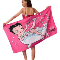 Betty Boop　ベティちゃん　タオル　マイクロファイバータオル　ベティブープ　ピンクタオル　バス用品　ビーチタオル　プール　可愛い　アメコミ　キャラクター　平成　レトロ　ギフト　プレゼント　海外雑貨のサムネイル