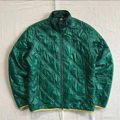 00s　archive　アーカイブ　old adidas　オールドアディダス　キルティング生地　中綿ナイロンジャケット　襟付きブルゾン　Wジップアップ　パフォーマンスロゴ刺繍　M　グリーン　緑　Y2K　平成レトロ　quilting nylon jacket
