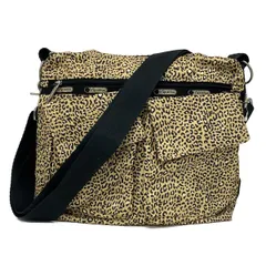 LESPORTSAC(レスポートサック) ショルダーバッグ - ダークイエロー×黒×アイボリー 豹柄/ストラップ着脱可