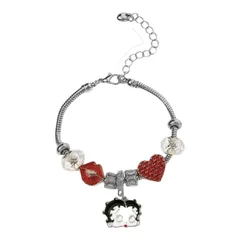 Betty Boop　ベティちゃん　ブレスレット　アクセサリー　ベティブープ　ハート　唇　シルバー　ファッションアイテム　可愛い　アメコミ　キャラクター　平成　レトロ　ギフト　プレゼント　海外雑貨のサムネイル