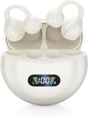 【2025進化イヤーカフイヤホン】イヤホンbluetoothワイヤレスイヤホンBluetooth5.49ながら聴きオープンイヤー耳掛け耳挟み式骨伝導イヤホンより便利耳を塞がないマイク付きENC通話数字LEDディ…