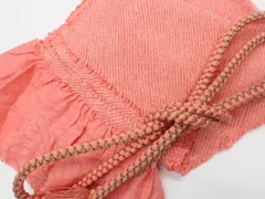 【一輝堂】和装小物 帯締め帯揚げセット 振袖用 丸組 撚房 金糸 総絞り 美品 帯締 帯揚 25w12-14676