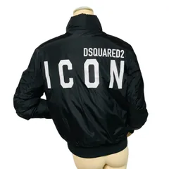 美品★DSQUARED2・ディースクエアード レディース ブランドロゴ【ICON】ビックロゴデザイン ダブルジップ ナイロン ダウンジャケット(38/ML相当)ブラック カジュアル 冬物 アウター ユニセックスのサムネイル