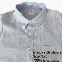 【XXL】Brooks Brothers(ブルックスブラザーズ） ポロカラー（ボタンダウン）BDシャツ / Irish Linen(アイリッシュリネン）麻 100% / Blue メンズ