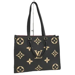 LOUIS VUITTON 2WAYバッグ オンザゴーMM バイカラー モノグラムアンプラント レザー ブラック ベージュ M45495