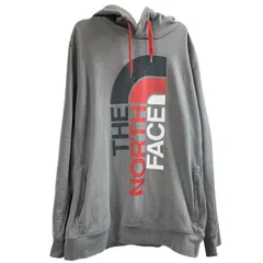 ♪3702 THE NORTH FACE ノースフェイス　プリント スウェット フード パーカー メンズ  グレー 中古 XLサイズ