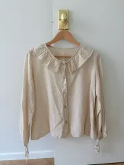 リネン フリル ブラウス アイボリー