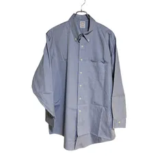C419 Brooks Brothers ブルックスブラザース スーピマコットン オックスフォード ボタンダウン シャツ 長袖 ロング 無地 ブルー メンズ 17-33