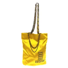 LANVIN COLLECTION ランバンコレクション チェーントートバッグ  Lロゴ ボールチェーン スタッズ ナイロンサテン マスタード    イエロー  / 240001178915