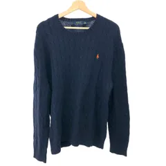 POLO RALPH LAUREN ポロラルフローレン 長袖ケーブルニット サイズ:XL コットン100％/ポニー刺繍    ネイビー メンズ / 240001179195