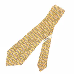 Salvatore Ferragamo サルヴァトーレフェラガモ ネクタイ  シマウマ アニマル総柄   シルク100％ オレンジ メンズ / 240001180225